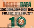 Rafael Nadal onun onuncu Roland Garros başlık, 2005,2006,2007,2008,2010,2011,2012,2013,2014,2017 kazanır.